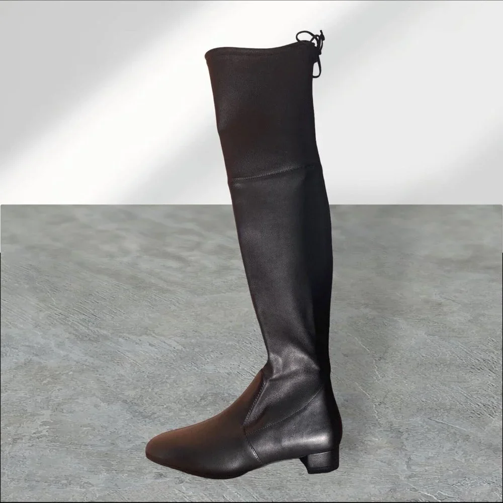 Stuart Weitzman Womans Genna 25 Over The Knee City Boot Black Leather SZ 7‎